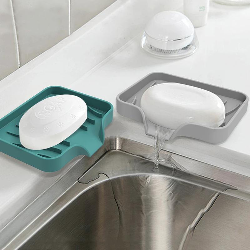 Product Introduction of Self Draining Soap Bar Holder Silicone Kitchen Sink Soap Dish Sponge Tray Counter Caddy Organizer for Dish Soap Dispenser 15