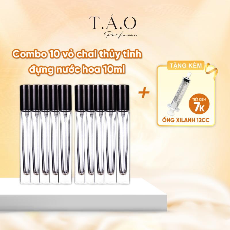[Tặng xilanh chiết ] Combo 10 chai lọ thủy tinh 10ml vỏ dày dặn dùng để đựng nước hoa, serum