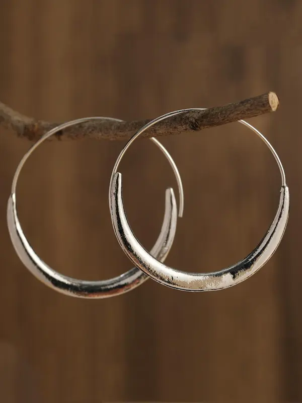 Women's Boho Style Round Shaped Hoop Earrings, Vintage Trendy Hoop Earrings, Chic Gorgeous Jewelry As Gift for Girlfriend 5