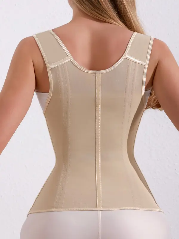 Women's Solid Color Adjustable Hook & Eye Closure Zipper Shapewear Top, Womenswear Tummy Control Girdle Highwaist Shaper Corset, Shaper Clothes, Ladies Sexy Shaper Clothes for All Seasons, Matt Waist Trainers, Valentine's Day, Gift for Her 4
