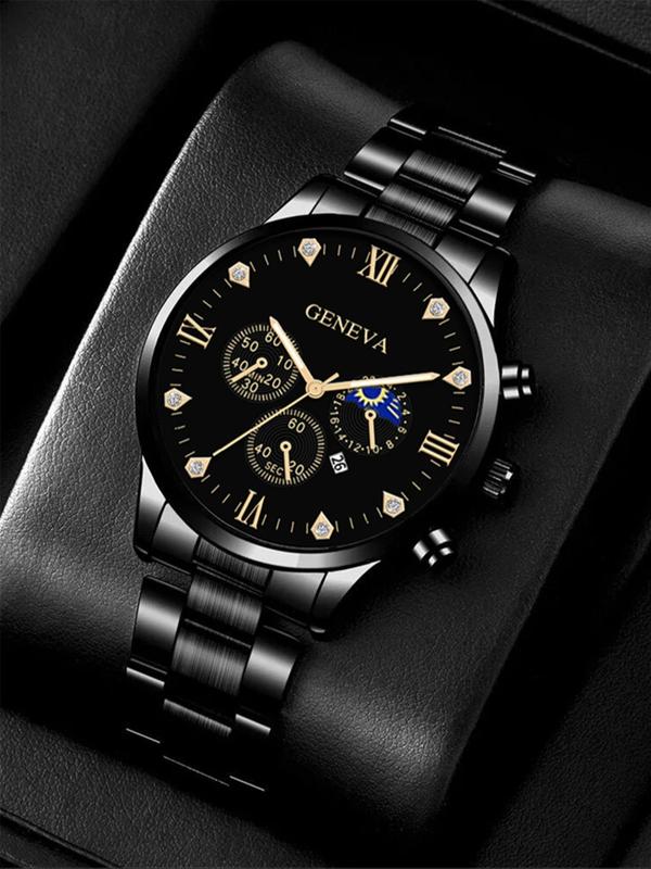 Men's Business Fashion Rhinestone Decor Analog Quartz Watch, Fashion Watch for Party, Daily Clothing Decor, Trendy All-match & Exquisite Modern Watch for Birthday Gifts without Box 3