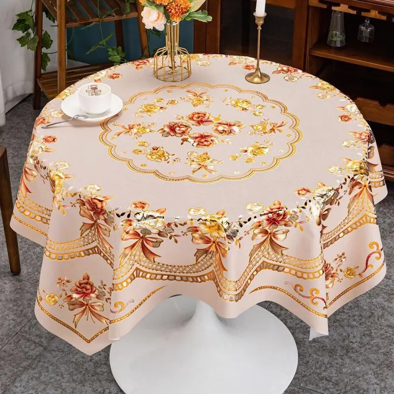 Khăn Trải Bàn Tròn Sang Trọng 1m50x1m50 Khăn  3D Chống Thấm Chống Bám Dầu Mỡ Tròn Hoạ Tiết- M99