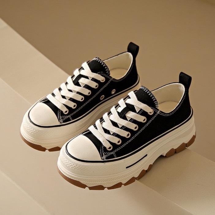 Giày vải canvas cổ thấp đế nâu 5cm ( chọn tăng size)