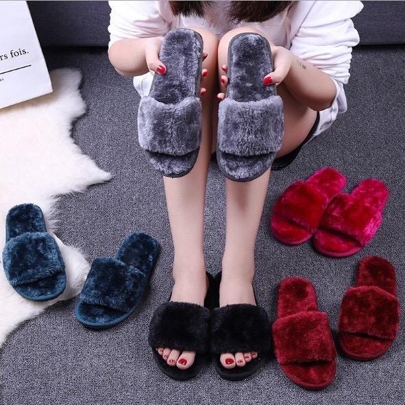 Dép Bông Đi Trong Nhà Mùa Đông, Dép Lông Nữ Đi Trong Nhà Ấm Áp Sang Chảnh Đế Mềm Chống Trơn Trượt