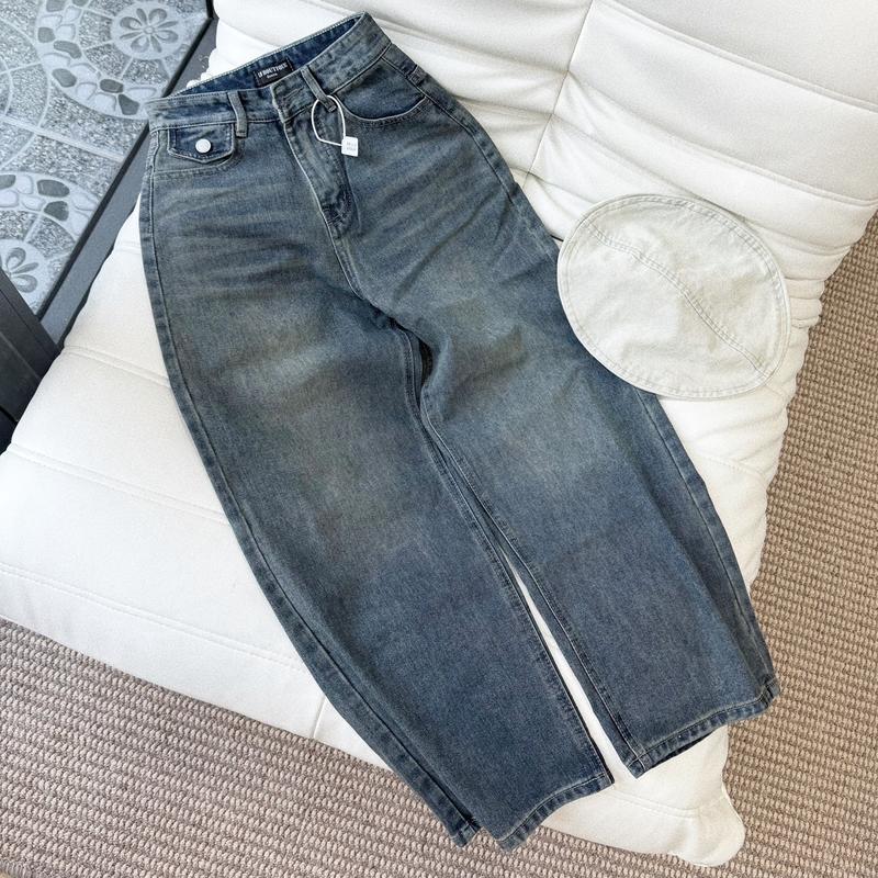 [Q15] Quần jean suông nữ vải cao cấp ĐAI TÚI NẤP