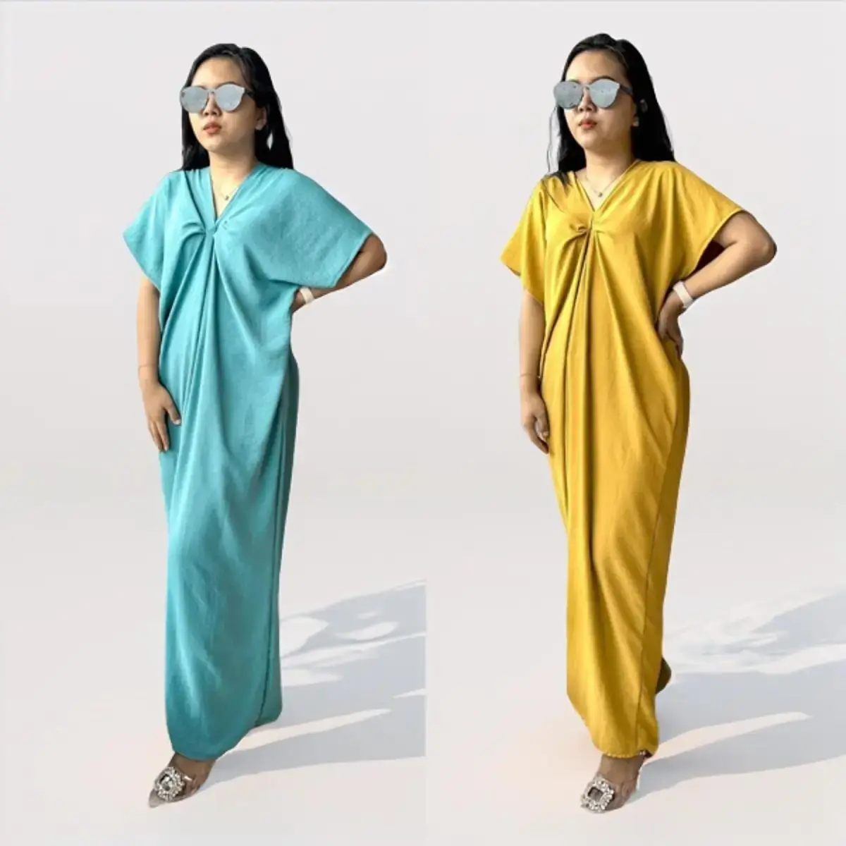 MALEXA.ID - Nara Kaftan Lebaran Viral Jumbo Fit to XXL Muslim Panjang Wanita Gamis Dress Maxi Dewasa Crinkle Airflow Simple
