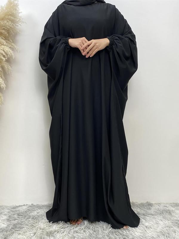 Women's Plain Batwing Sleeve Zipper Kaftan, Esme Kaftan Dress, Butterfly Abaya, Asian Suits Eid, Modest Clothes, Modest Loose Long Sleeve Maxi Dress for Spring & Fall, Modest Holiday Outfits, Kaftans for Women 0