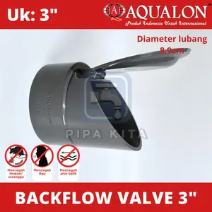 Backflow 3" AQUALON PVC Tutup Pipa Pembuangan Got Back Flow Valve 3 Inch Dim