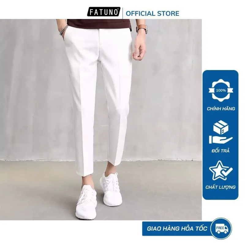 Quần tây âu nam màu trắng phom hàn quốc đẹp giá rẻ ống côn chất vải đẹp dày dặn bao lỗi 1 đổi 1 quầntây nam Menswear Pants Jean