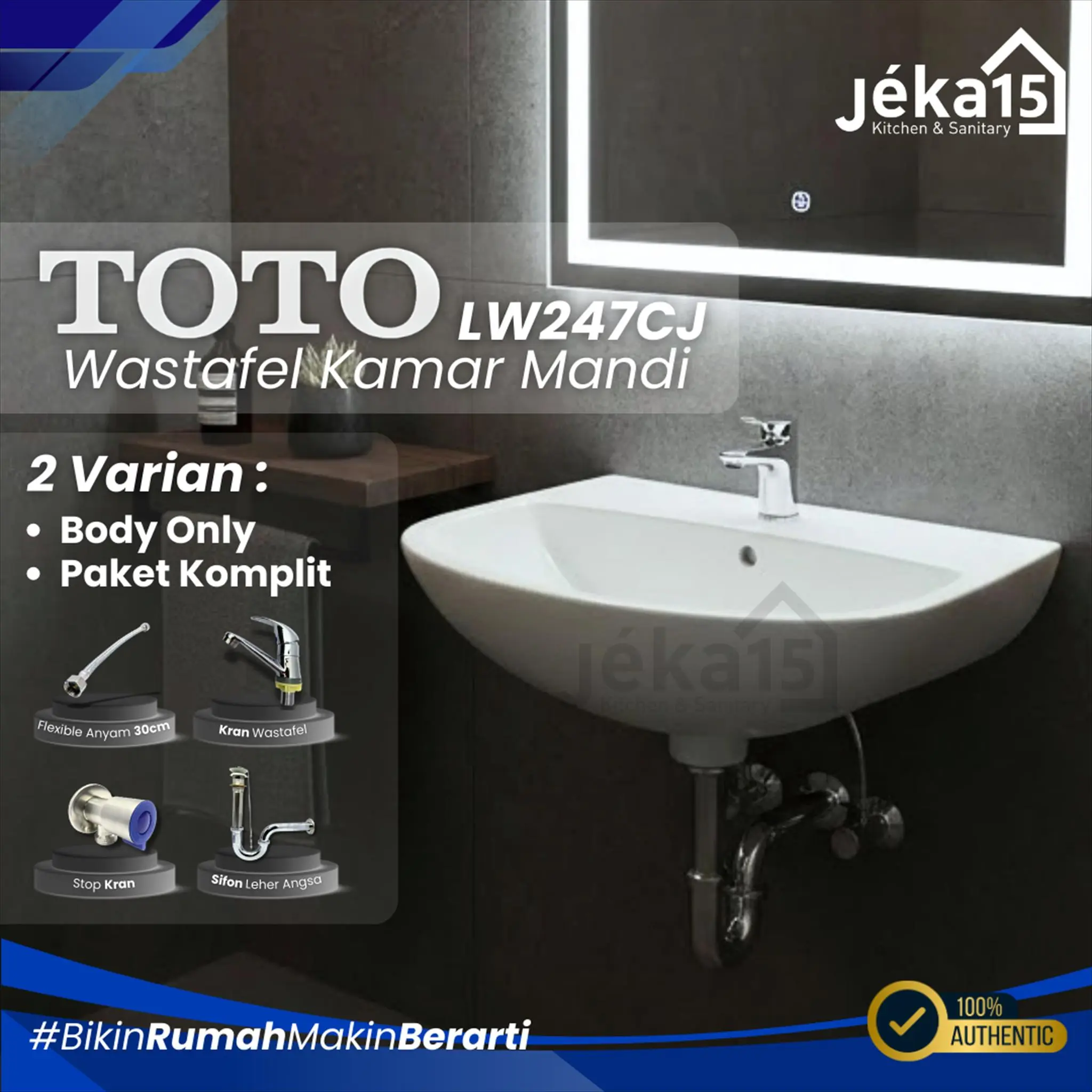 JEKA15 - TOTO LW 247CJ Wall Hung Lavatory Wastafel Dinding Kamar Mandi