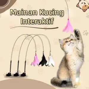 Mainan Kucing Interaktif/Mainan Bulu Tongkat Lentur Bisa Di Lepas Pasang Untuk Kucing Dengan Suction Cup/Cat Teaser Stick