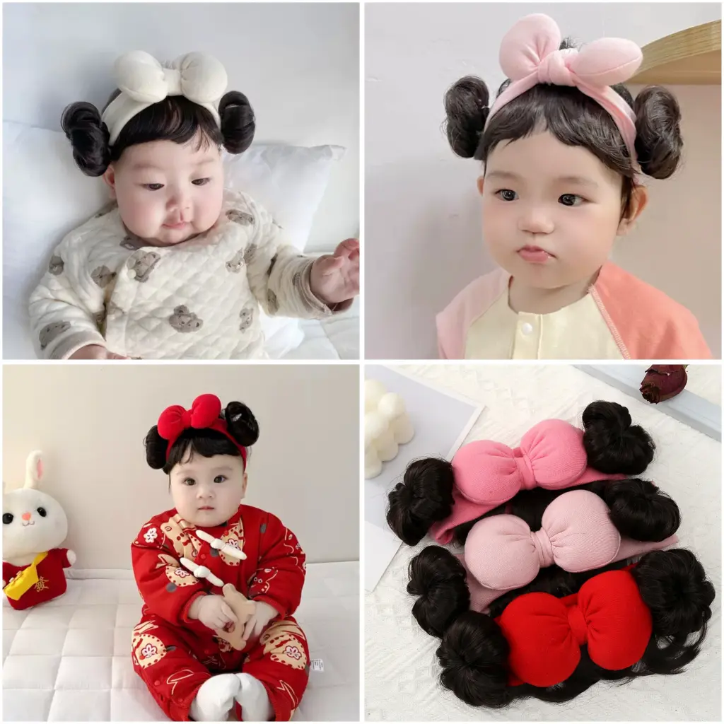 KFO2-Bandana Anak Bayi Perempuan Wig Poni Rambut Palsu