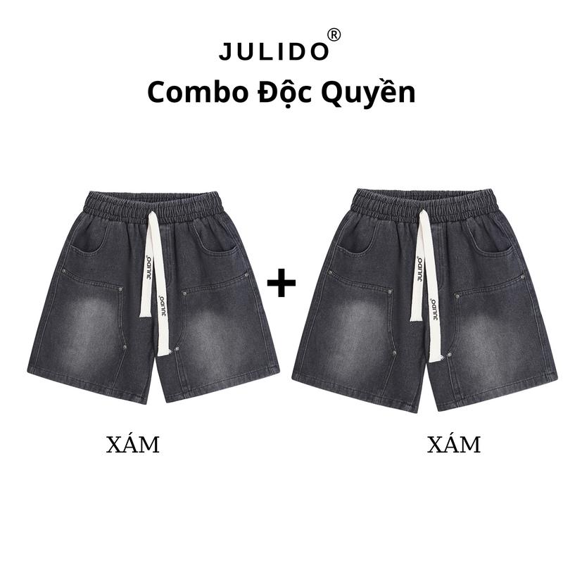 Combo 2 quần short jean JULIDO chất liệu jean mềm mại thoáng mát_KC S Black