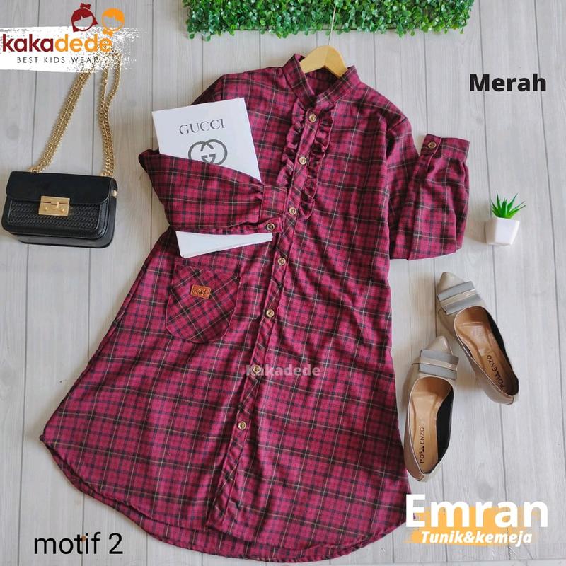 Tunik Flanel lengan panjang anak perempuan 4 - 16 tahun remaja kakadede 4