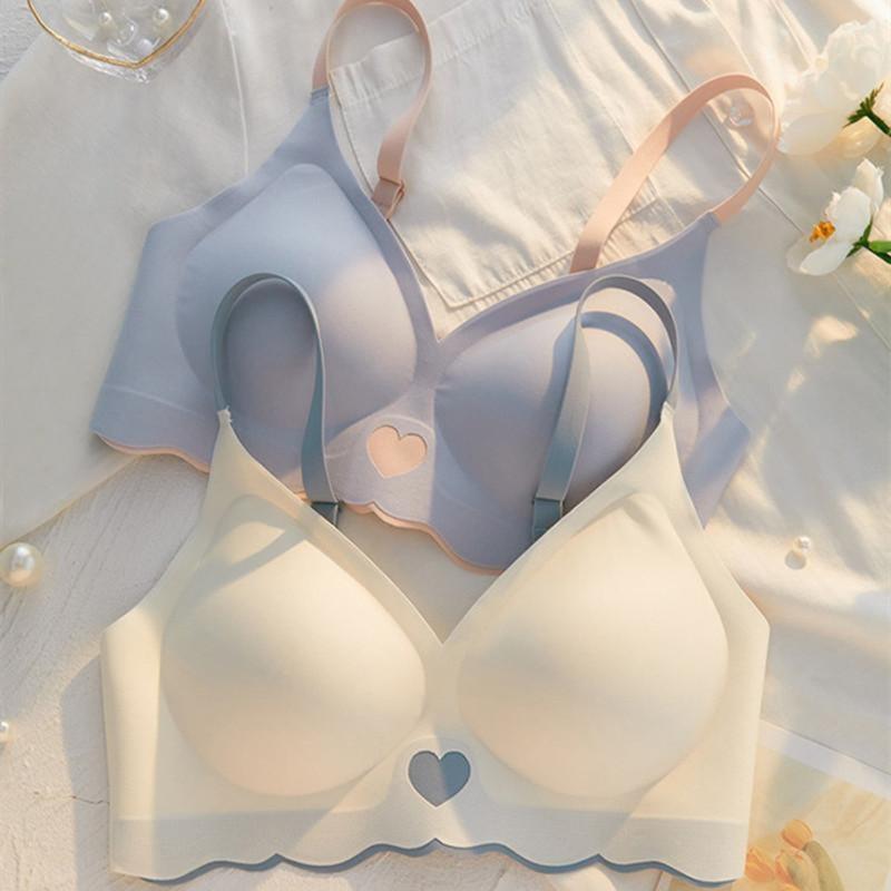 Bh Seamless Wanita Push Up Tanpa Kawat Busa Tipis Motif Love L014 Bra Nyaman - Nylon + Fiber 1