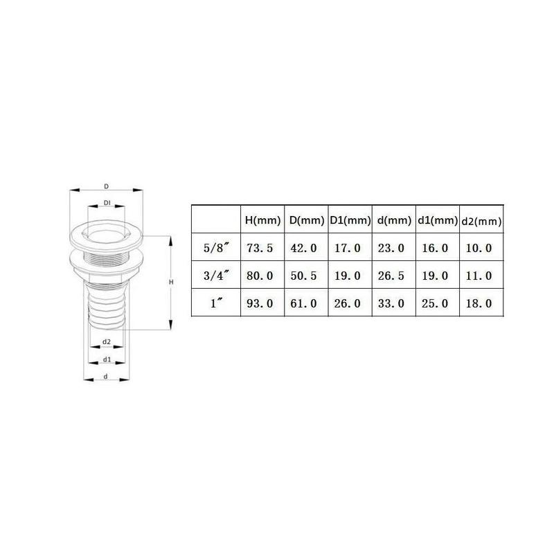 Product Introduction of Boat Accessories 3/4 Inch Boat Drain Bilge Pump Through Hull Connector ABS Plastic Marine Boat Plumbing Fittings Drain Outlet Accessory Marine Hardware Thru Hull Fitting Connector 9
