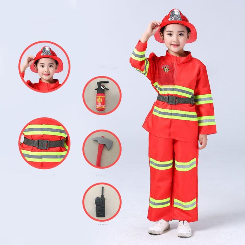Fireman Sam Kids Halloween Christmas Cosplay Costumes for Girl Boy Carnival Party Fancy Suit Kids Firefighter uniform suit Halloween costumes Christmas costumes anime cos stage per 7