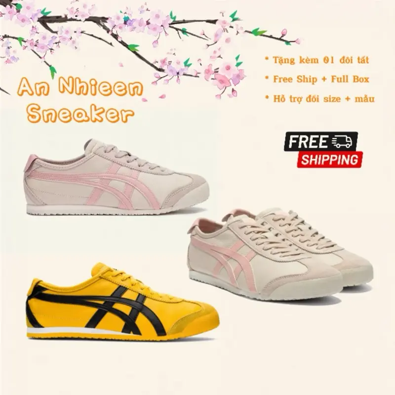 Giày Thể Thao O.nit- Zuka Ti-Ge.r pink đế bệt basic êm ái nam nữ -Full Size 36-43 [ Free Ship ]