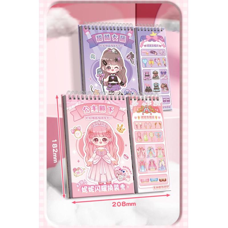 Product Introduction of Creative Multicolor Dress Up Scene Stickers Stress Relief Papper Clothes Coloring Book Makeup Decals Clothes Coloring Makeup Dressing Stickers for Kids Adult 23