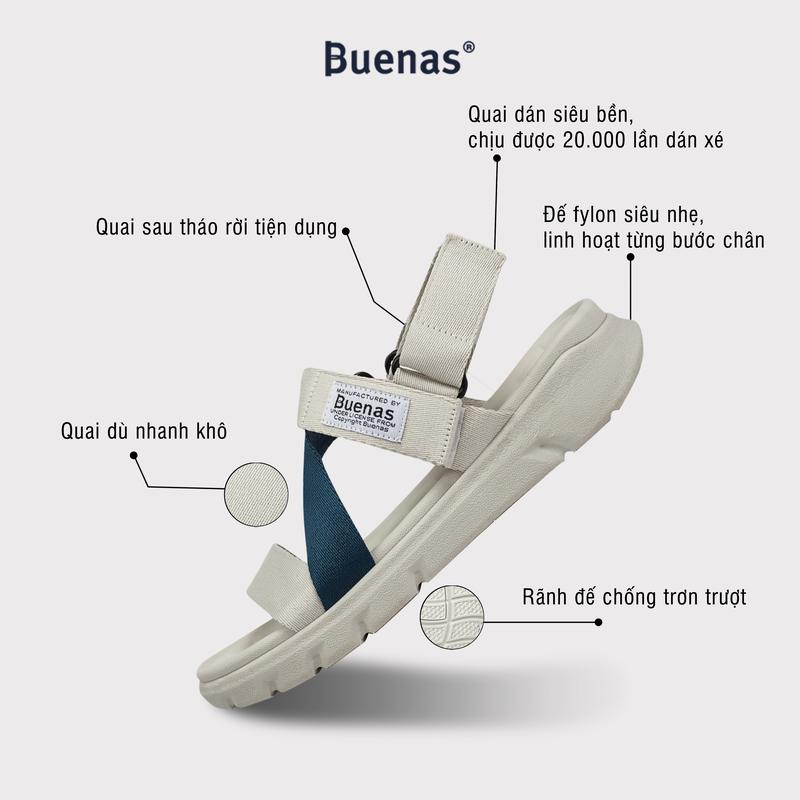 Product Introduction of Sandal Buenas 2828 nam nữ đế cao 3cm nhẹ êm - dép quai hậu quai chéo đi học, đi làm, đi chơi 9