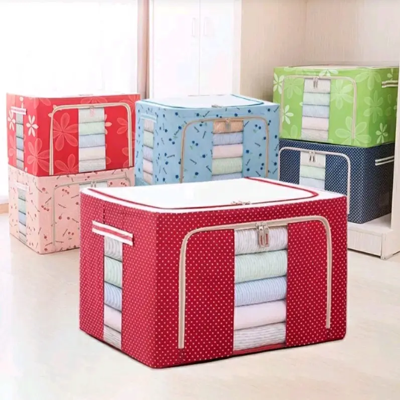 Túi Vải Đựng Quần Áo Chăn Màn Khung Thép, Thùng Hộp Vải Để Đồ Chơi Đa Năng Kích Thước Lớn Chịu Lực Cao Cấp