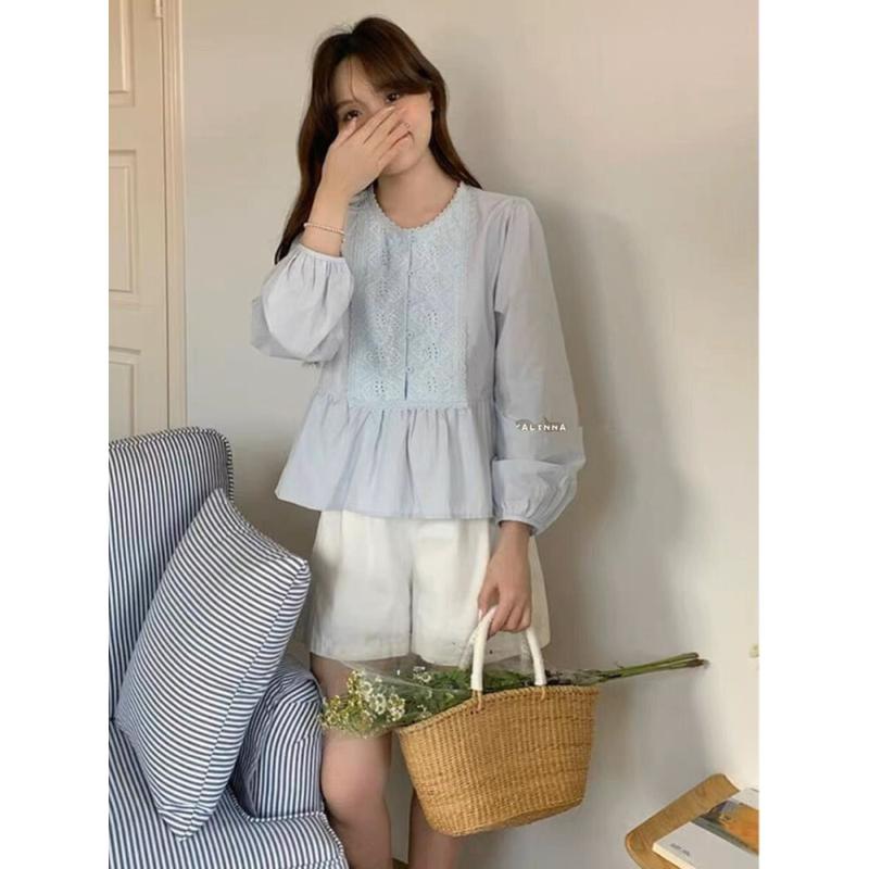 CHICMORE Atasan Gaya Korea Lengan Panjang dengan Kancing Aktif - Shop ...