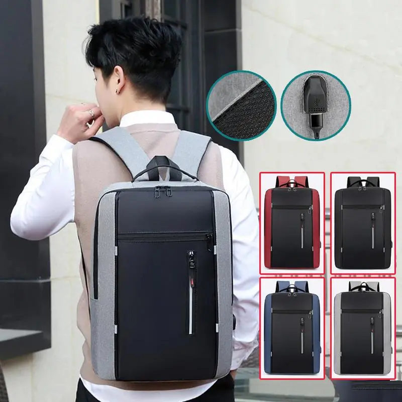 Lavini Multifunctional Backpack Water Resistant Computer Bag Oxford Cloth With USB Charging Port Laptop Bags