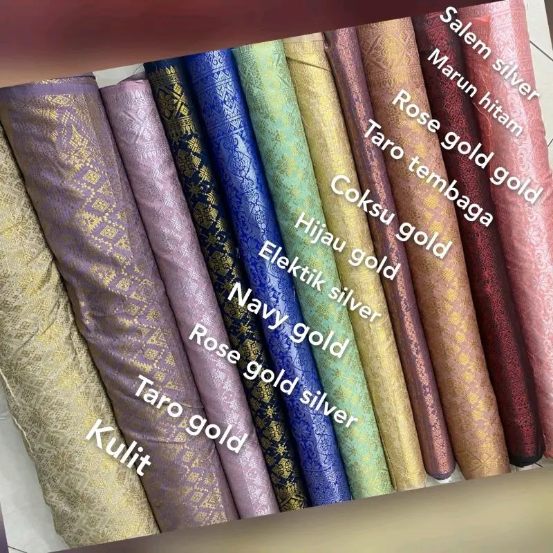 KAIN SONGKET PALEMBANG HARGA 1.5 METER - Kain Songket Semi Mesin Meteran Premium / Bahan Kain Rok Kebaya Kain Songket Asli Palembang/ Bahan Kain Songket Lemas 4