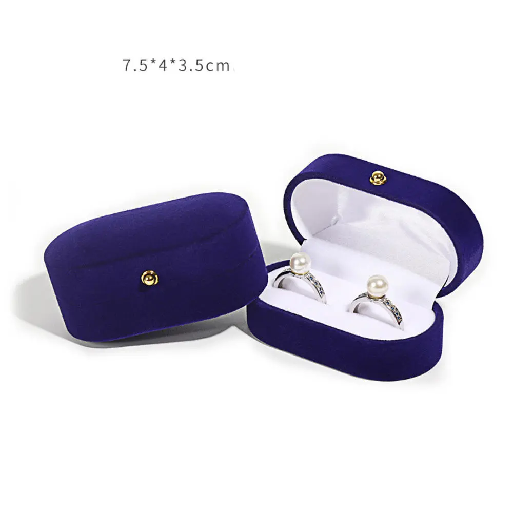 Flannel Velvet Ring Box Good Quality Mini 7.5x4x3.5cm Double Ring Box Wedding Ring Box for Woman Home Travel Organiser Organiser