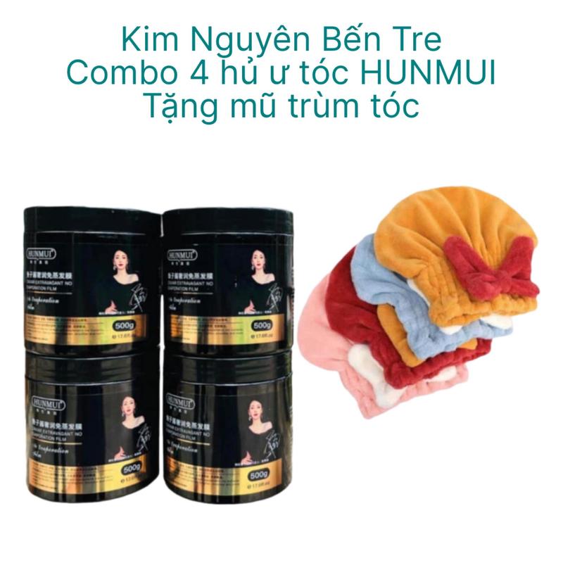  Combo 4 Hủ Ủ Tóc HUNMUI Hỗ Trợ Dưỡng Và Cải Thiện Tóc Hư Tổn Khô Xơ Gãy Rụng Chăm Sóc Tóc Giúp Mềm Mượt Tóc  500g  Tặng Kèm Mũ Trùm Tóc   Dưỡng Tóc Women   