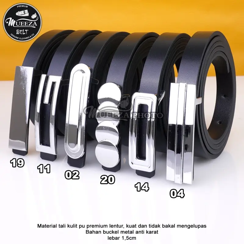 Ikat Ban Pinggang Wanita Cantol Fashion Kulit PU Gasper Sabuk Cewe Womens Belt 1.5MBIAN 1.5cm B Silver Aksesoris 2