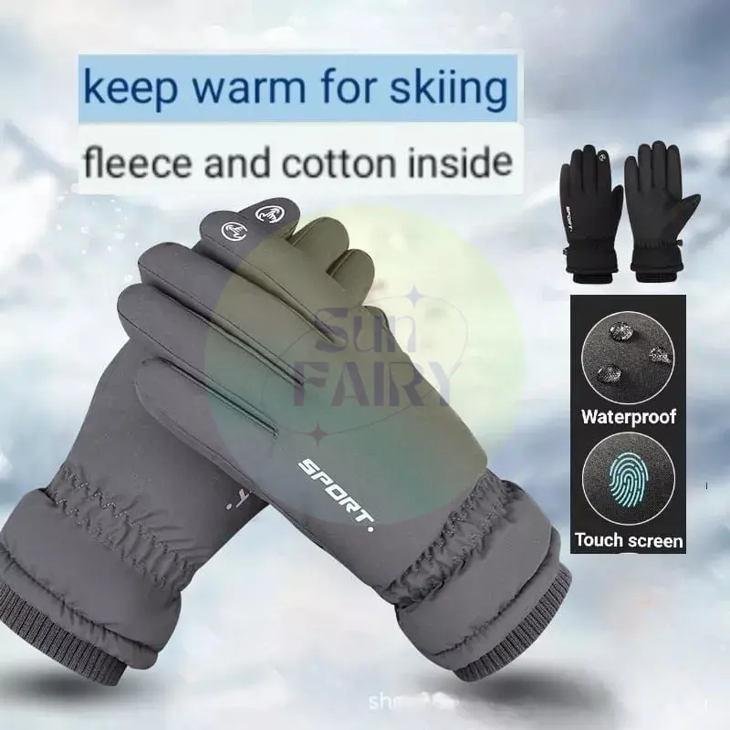 Ski Gloves Waterproof Cold-proof Plus Velvet Thickened Outdoor Sports Warm Touch Screen Winter Riding Gloves Sarung Ski