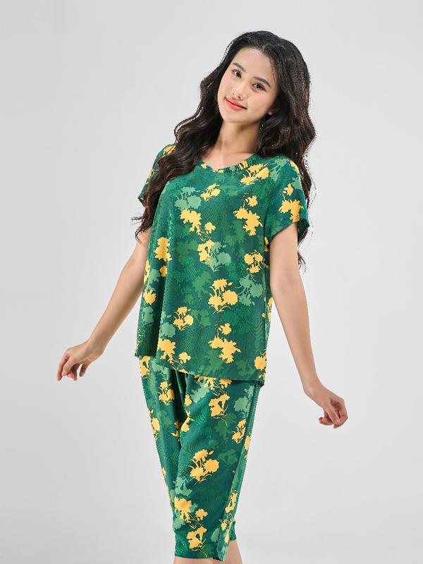 WINNY - Bộ mặc nhà nữ WINNY cộc tay quần ngố chất lanh 2MNLA23039N 6