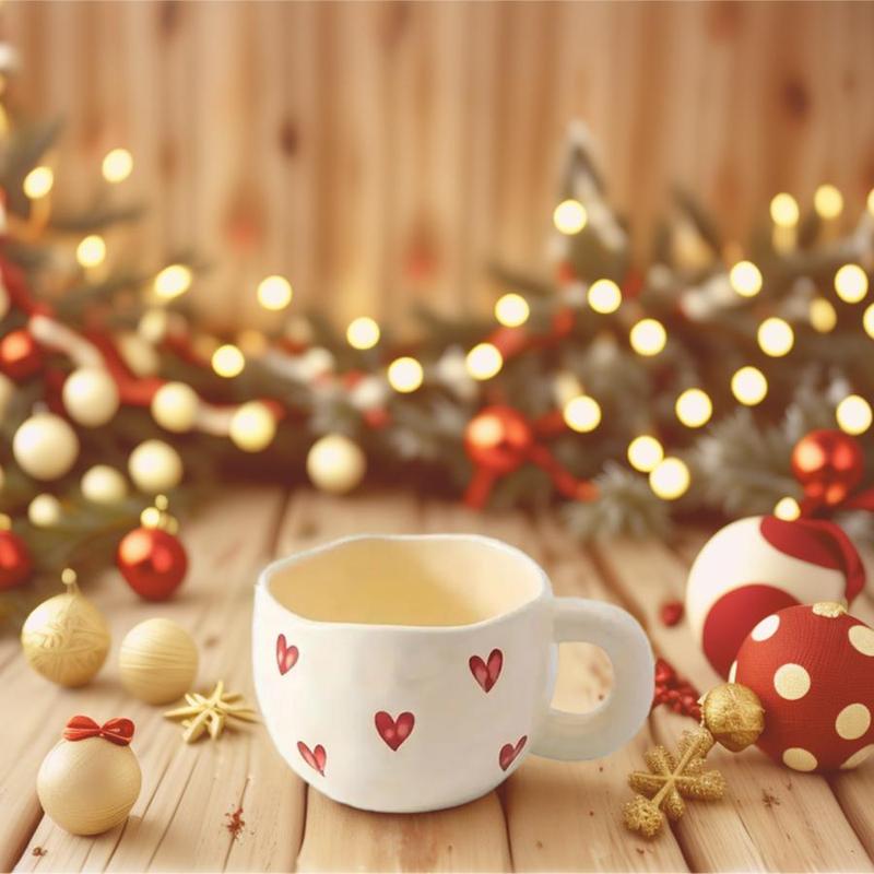 Product Introduction of Heart Pattern Ceramic Mug, 1 Count 7.4oz Creative Coffee Cup, Tea & Milk Cup, Sweet Camping Cup, Ideal Gift for Home & Office, Drinkware 2