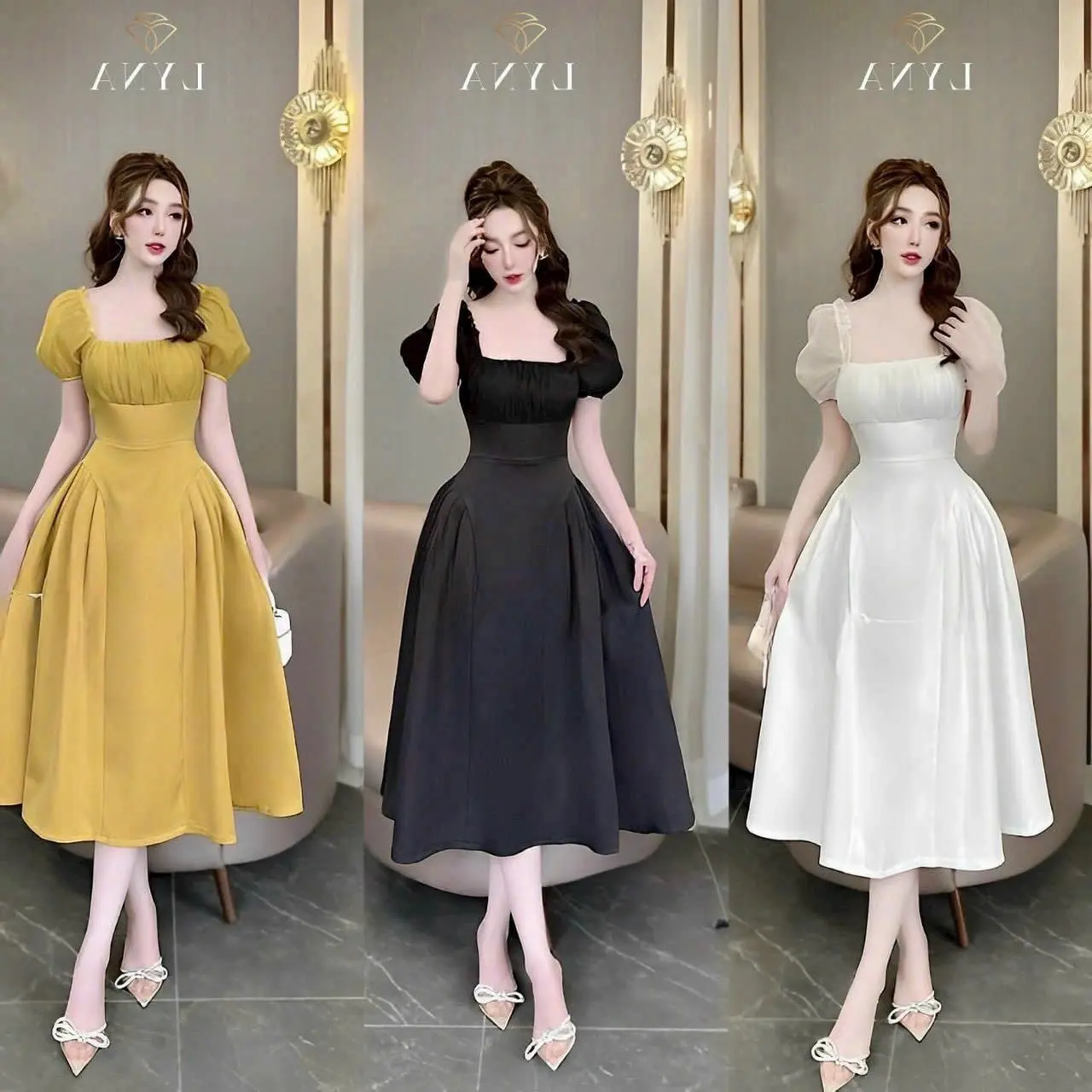 ĐẦM XOÈ XẾP LY NGỰC TAY PHỒNG (CÓ MÚT NGỰC & CÓ LÓT) Nữ Women Nữ Women Dress