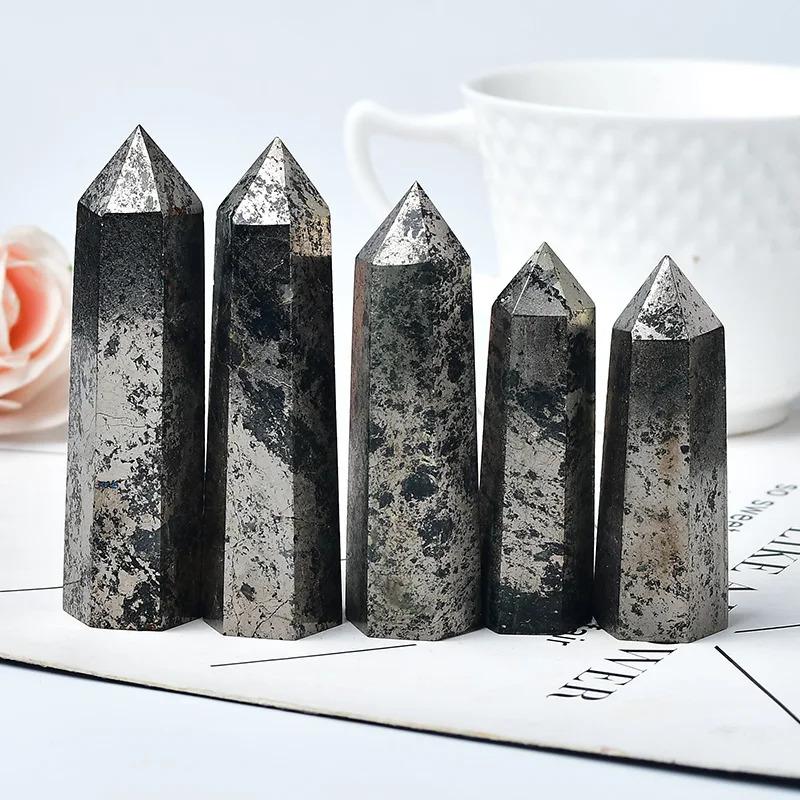 Product Introduction of Natural Hematite Crystal Point Healing Stone Obelisk Pyrite Quartz Wand Beautiful Ornament for Home Decor Energy Stone PyramidFashion Jewelry Accessories 12