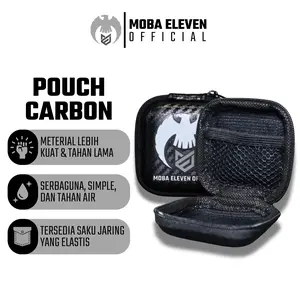 POUCH CARBON - Wadah Kotak Dompet Mini Travel Penyimpanan Aksesoris Resleting Serbaguna, MOBA ELEVEN