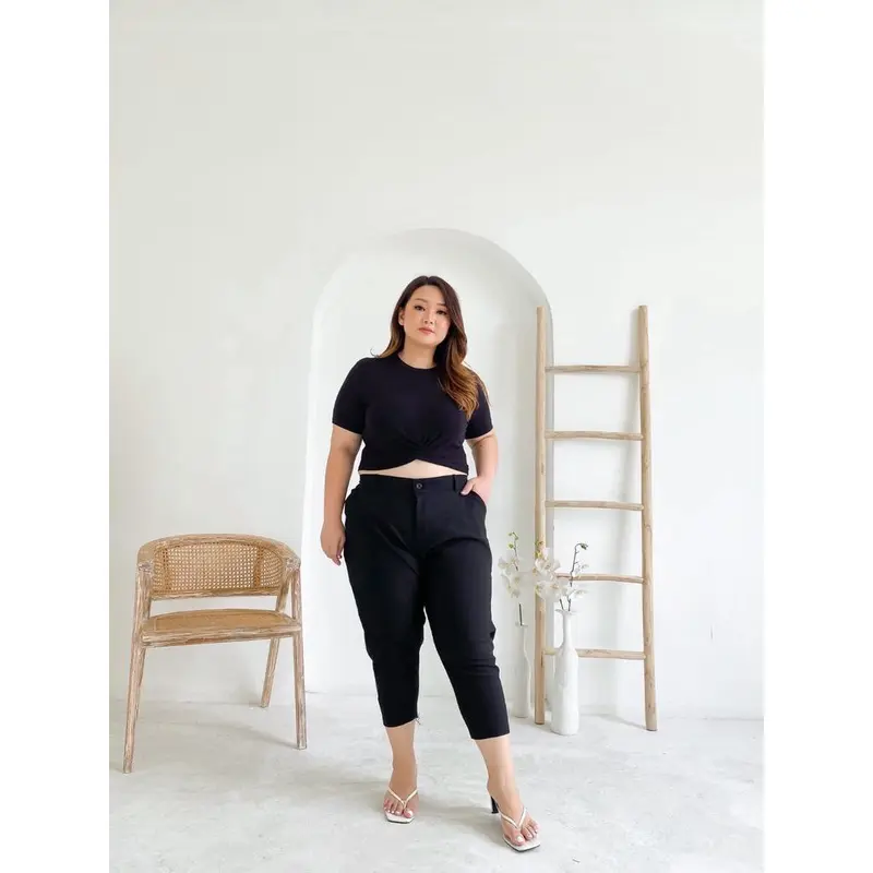 Toko Sion Ria Pants Celana Jegging Wanita Ukuran Jumbo Xxxl Big Size Plus Size Celana Kerja Bahan Melar Kancing Karet 1