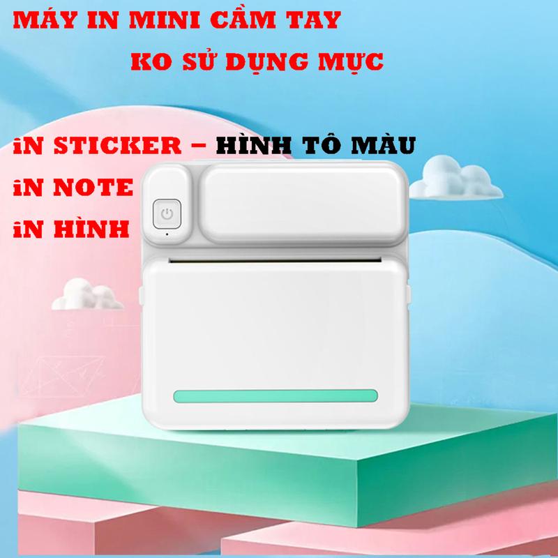 Máy in nhiệt mini cầm tay bluetooth để in hình tô màu cho bé - in sticker - ghi chú