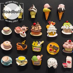 ROADBULL漫画風立体アイスクリームコーンケーキ冷蔵庫マグネットクリエイティブ立体食玩デコレーションDIYアクセサリー