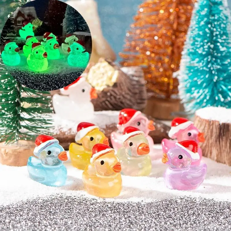 Mini Cartoon Duck Decorative Ornament, 20pcs/50pcs Luminous Duck Decoration, DIY Handmade Resin Accessories, Micro Landscape Decoration, Fish & Aquatic Supplies, Christmas Gift 0