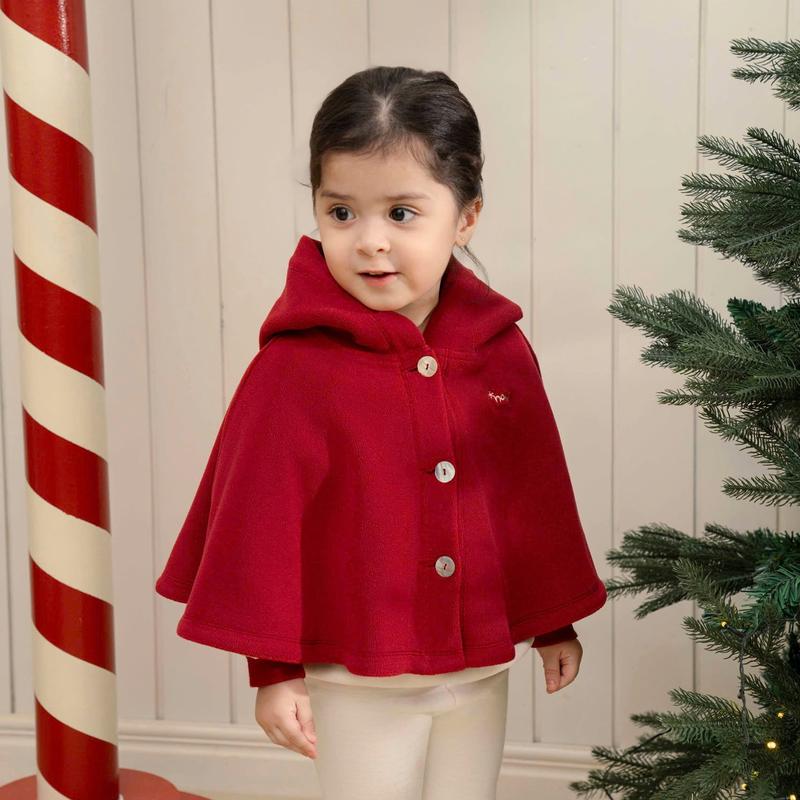 [TGMBS] N11004 Áo choàng có mũ màu đỏ thêu trang trí cho bé gái