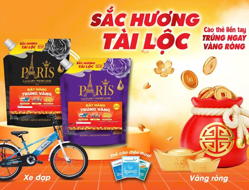 [COMBO 2 TÚI TÀI LỘC]  7200ml Nước giặt xả Paris (3600ml/Túi) - Nước Giặt Trắng Sáng Làm Sạch Và Lưu Hương (Giao màu ngẫu nhiên)