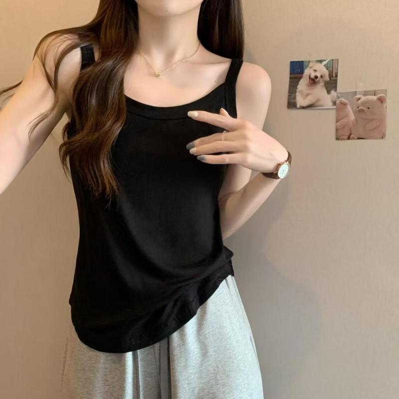 Product Introduction of 2025 Plus Size Black Camisole for Women Spring Summer Sleeveless Base Shirt Versatile Commuting Design 12