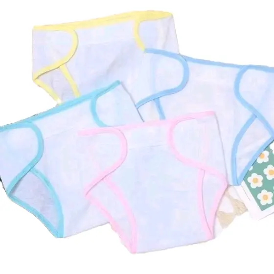 Set 10 Cái Tả Dán Vải Cotton Loại Trắng Viền Màu Cho Bé Sơ Sinh