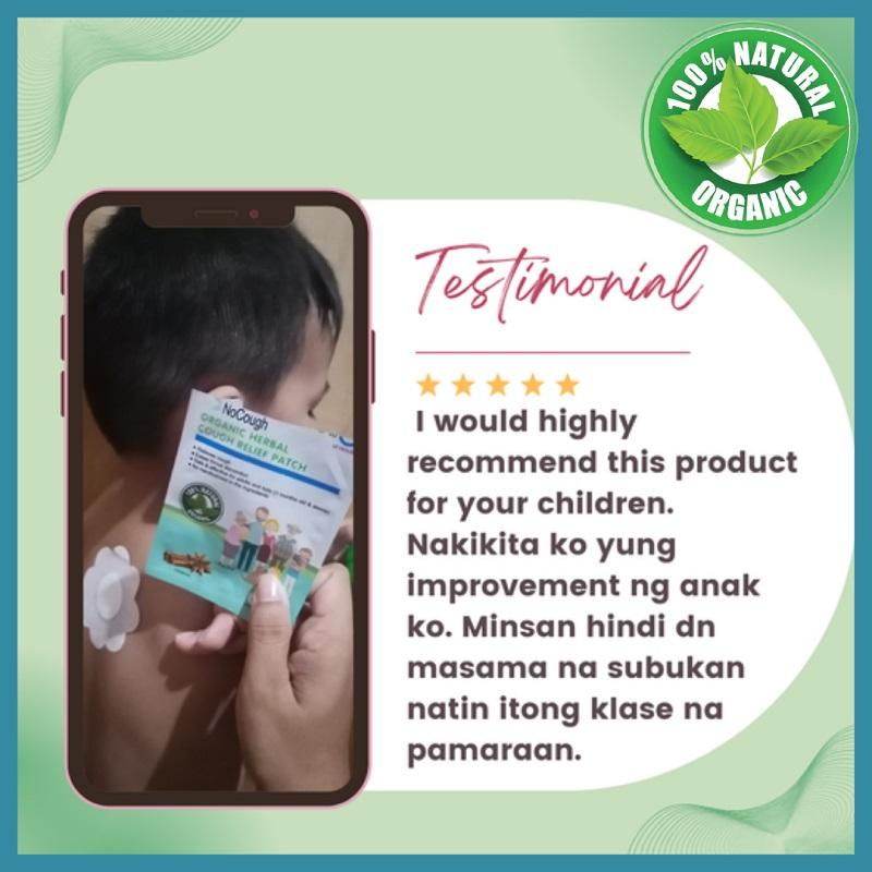 Product Introduction of 4 Sachets NoCough Organic Herbal Cough Relief Patch Easy to Apply Relieves Eases Throat Discomforts Safe for Kids and Babies 3 Months Above Healthcare Therapeutic Therapy Treatment 42