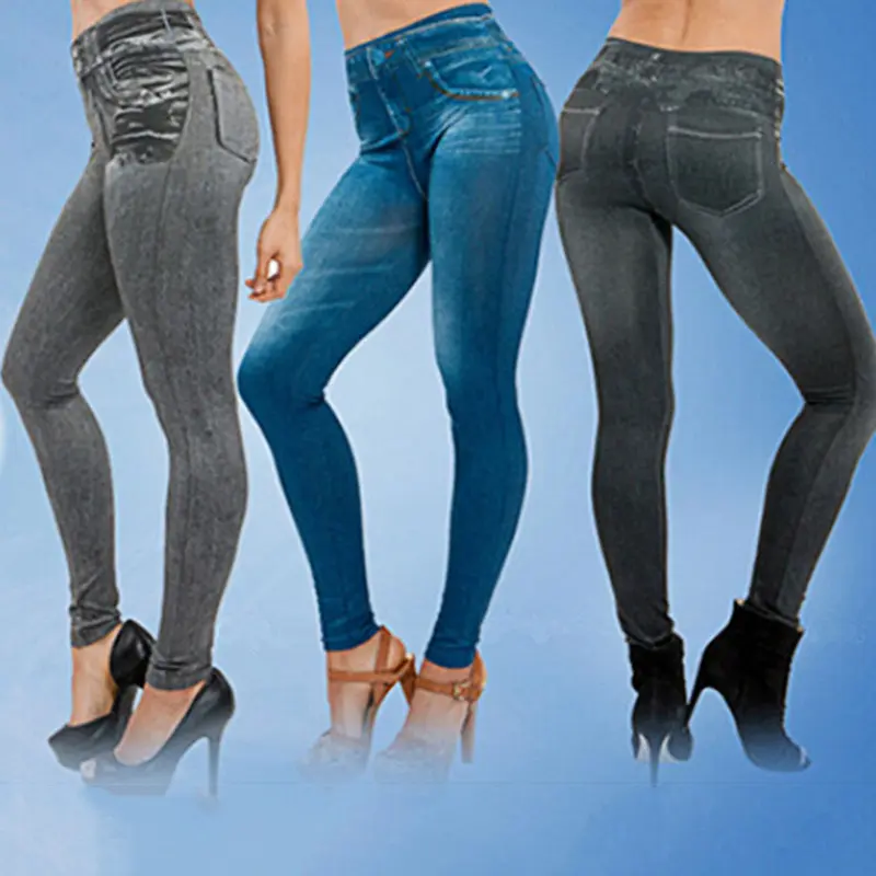 Quần Co Giãn Cho Nữ, Quần Jean Giả Polyester Dài Đến Mắt Cá Chân, Thoải Mái, Cho Gia Đình 0