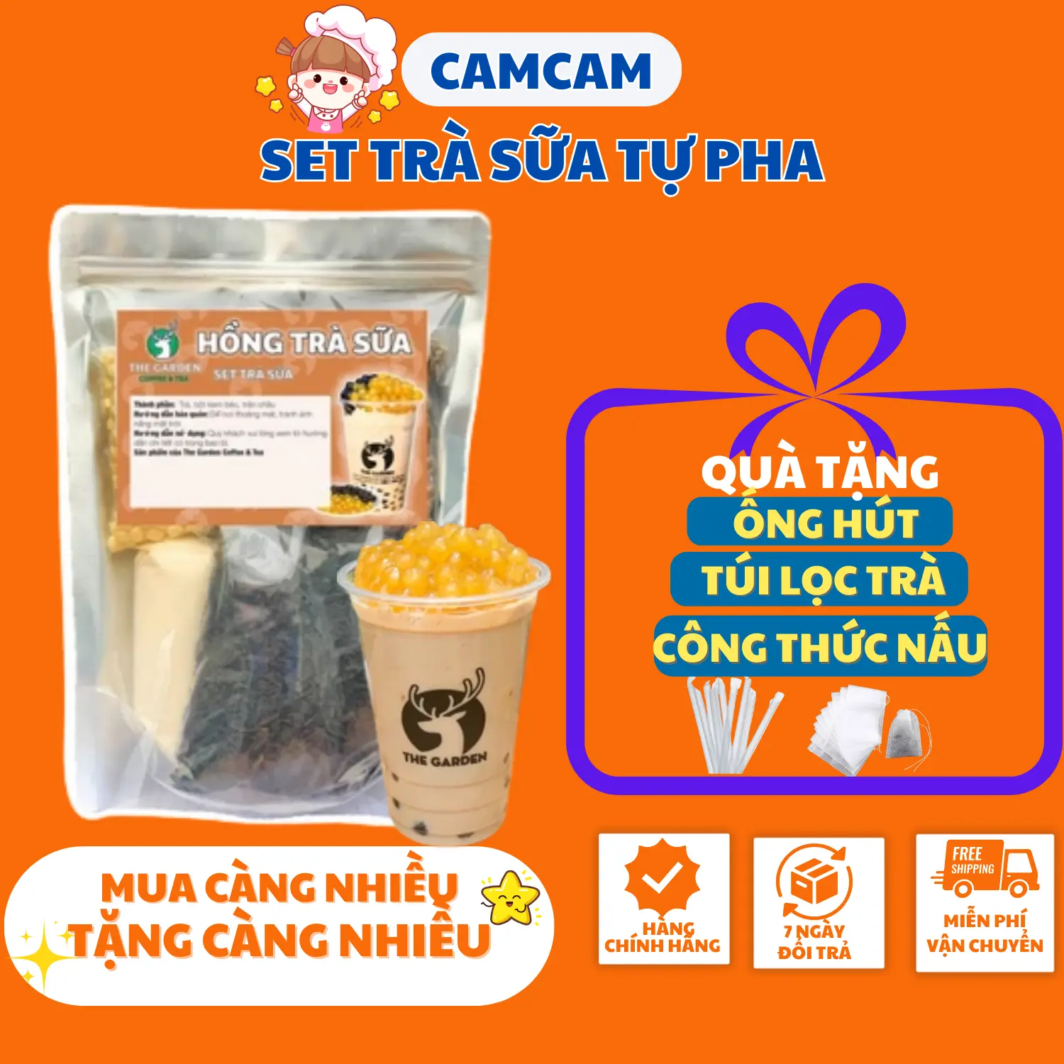 (1 Set pha 10-12 ly) Set Nguyên Liệu Pha Trà Sữa Trân Châu Hồng Trà Nguyên Liệu Tự Nấu Hương Vị Độc Quyền Tặng Túi Lọc Trà +Ống Hút
