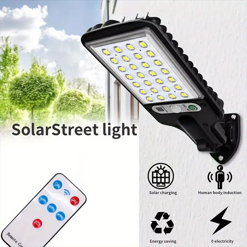 Solar Powered Outdoor Light, 4 Counts LED Security Light with Remote Control, Outdoor Wall Mounted Light for Garden, Garage, Yard, LED Lights 2