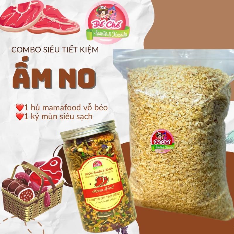 Combo ấm no 1 hủ trồn mamafood vỗ béo và 1kg mùn siêu sạch cho hamster